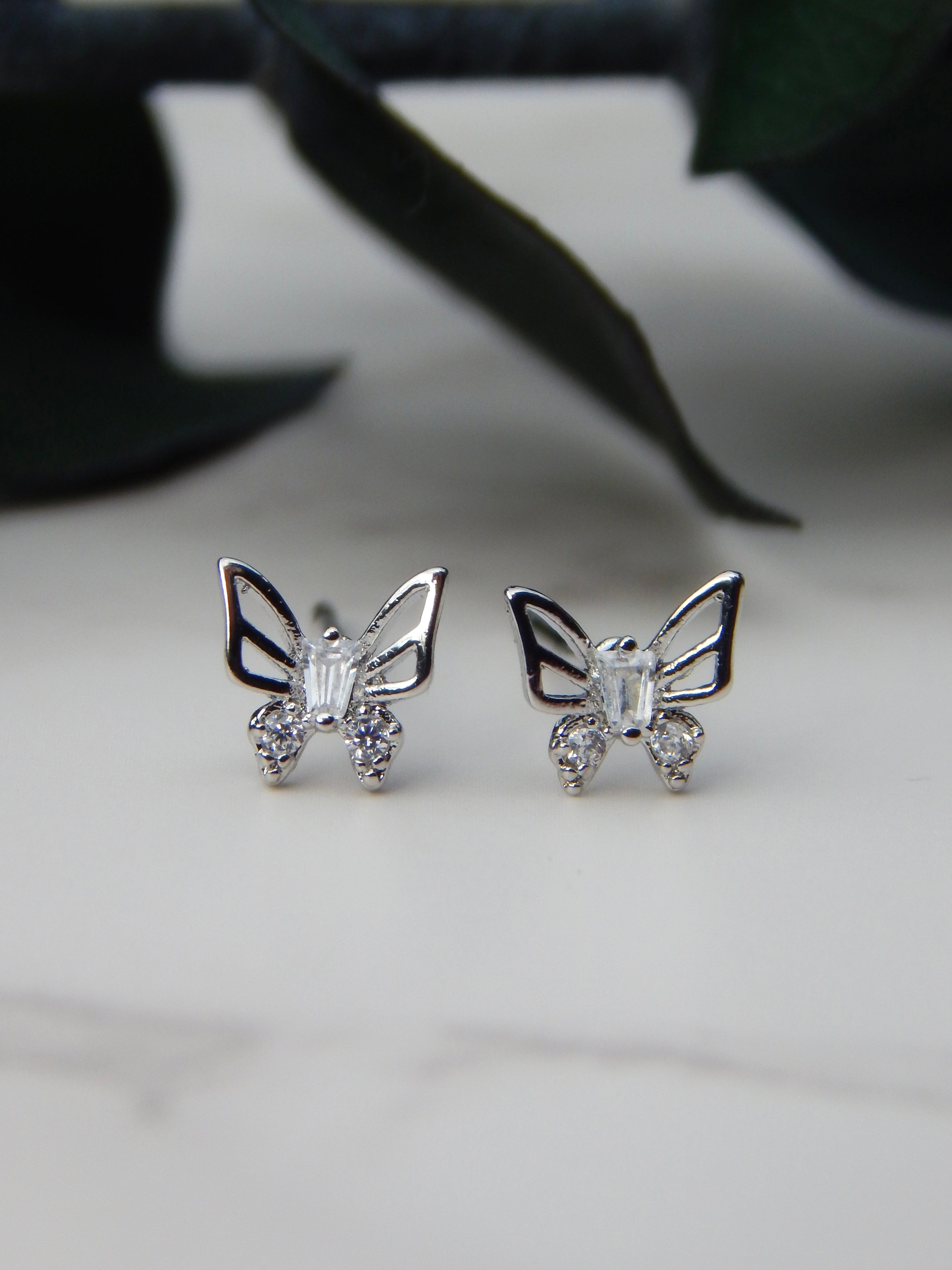 Dainty Diamond Butterfly Studs