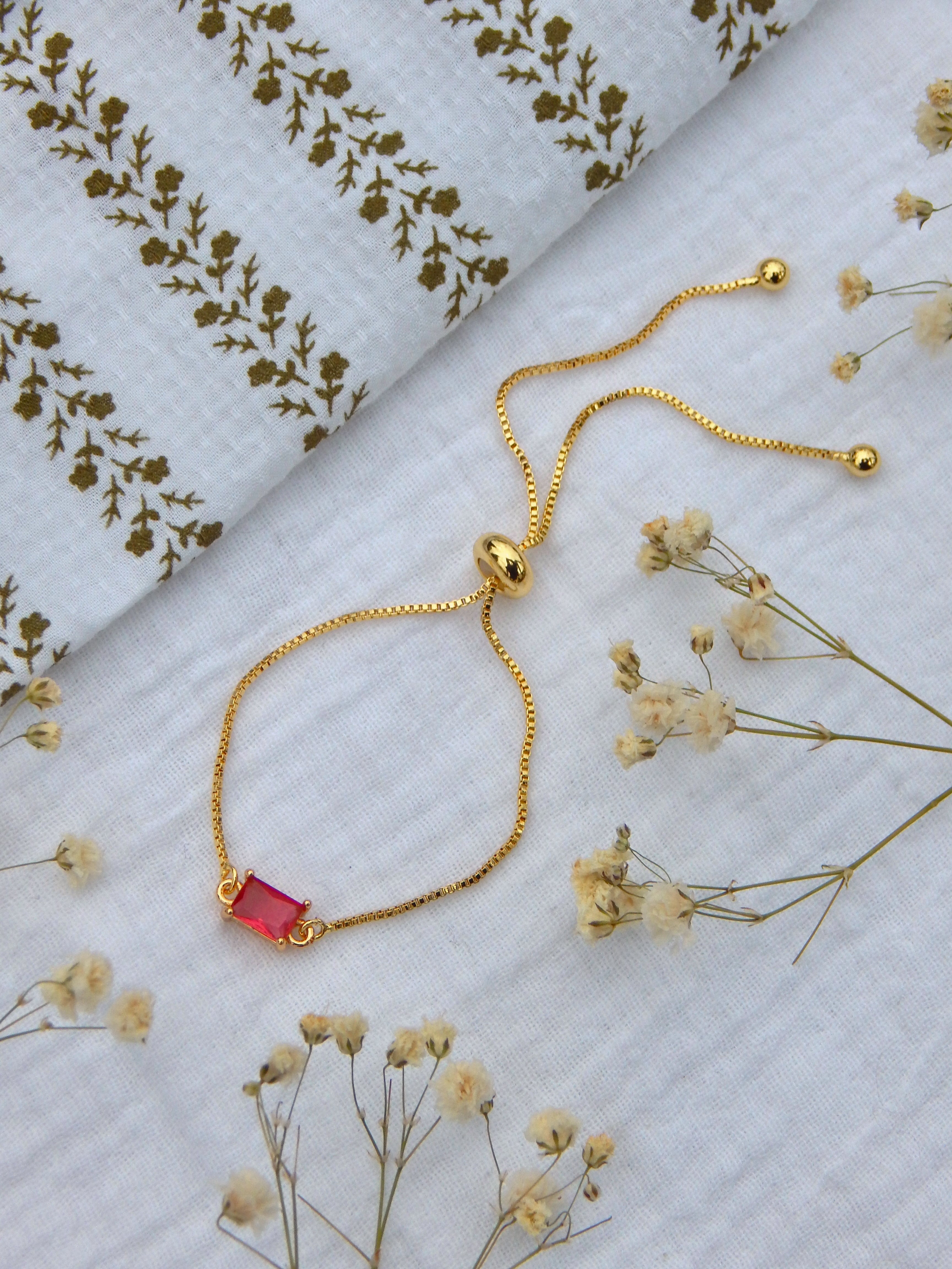 Pink CZ Adjustable Bracelet – Gold Slide Bracelet | Dainty Hypoallergenic Everyday Jewelry