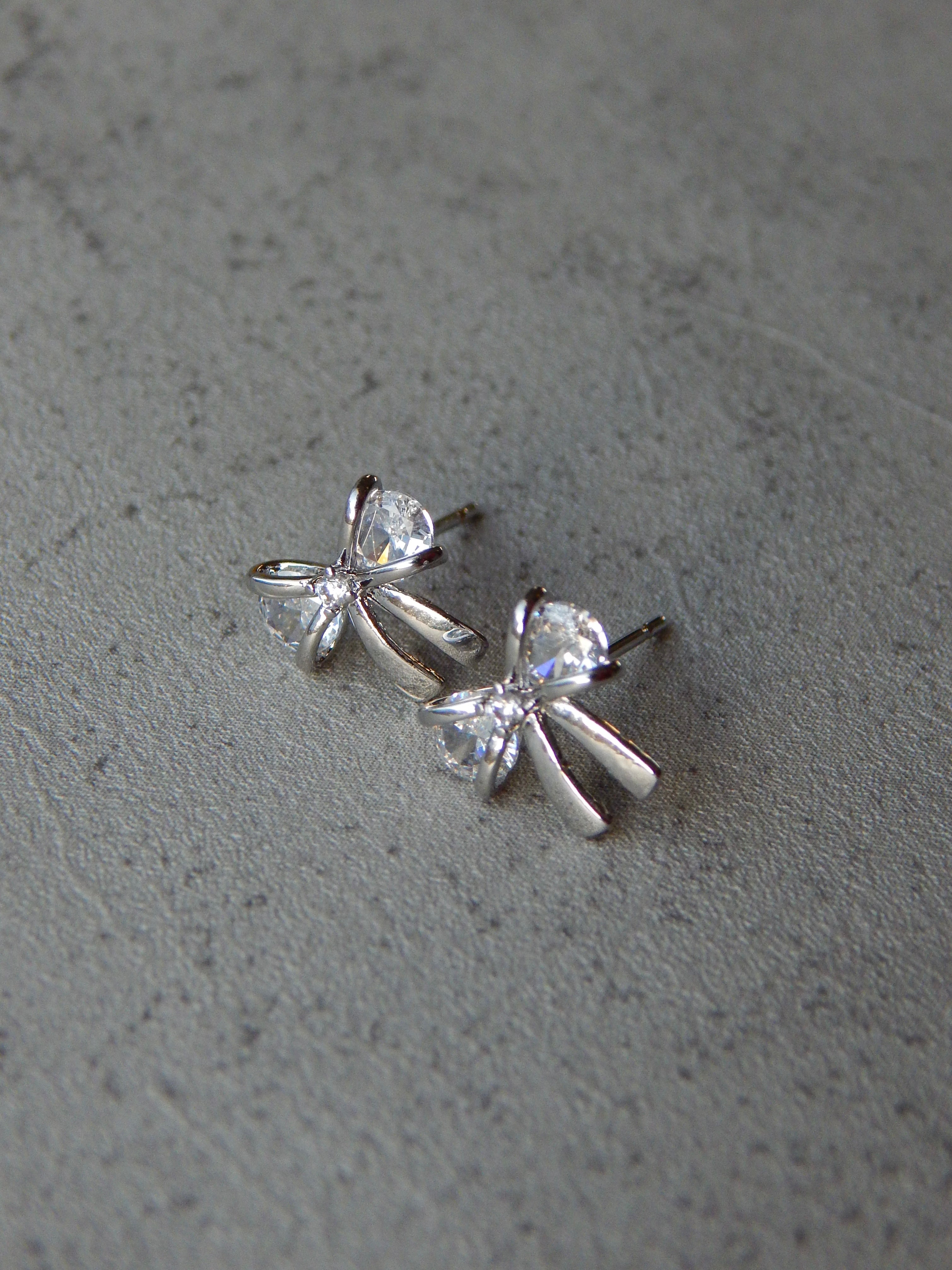 Dainty Diamond Bow Studs