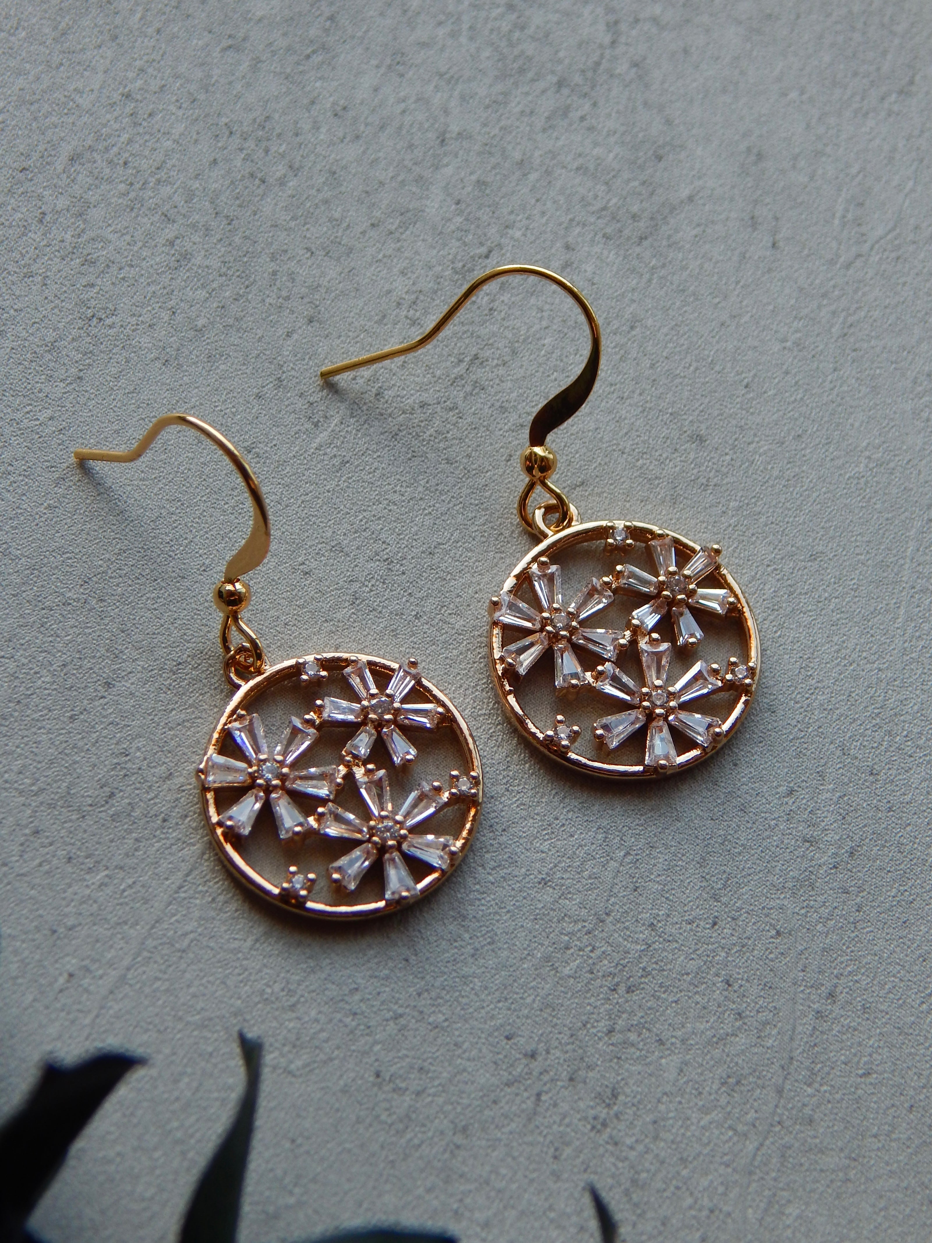 Flower Blossom Circle Earrings