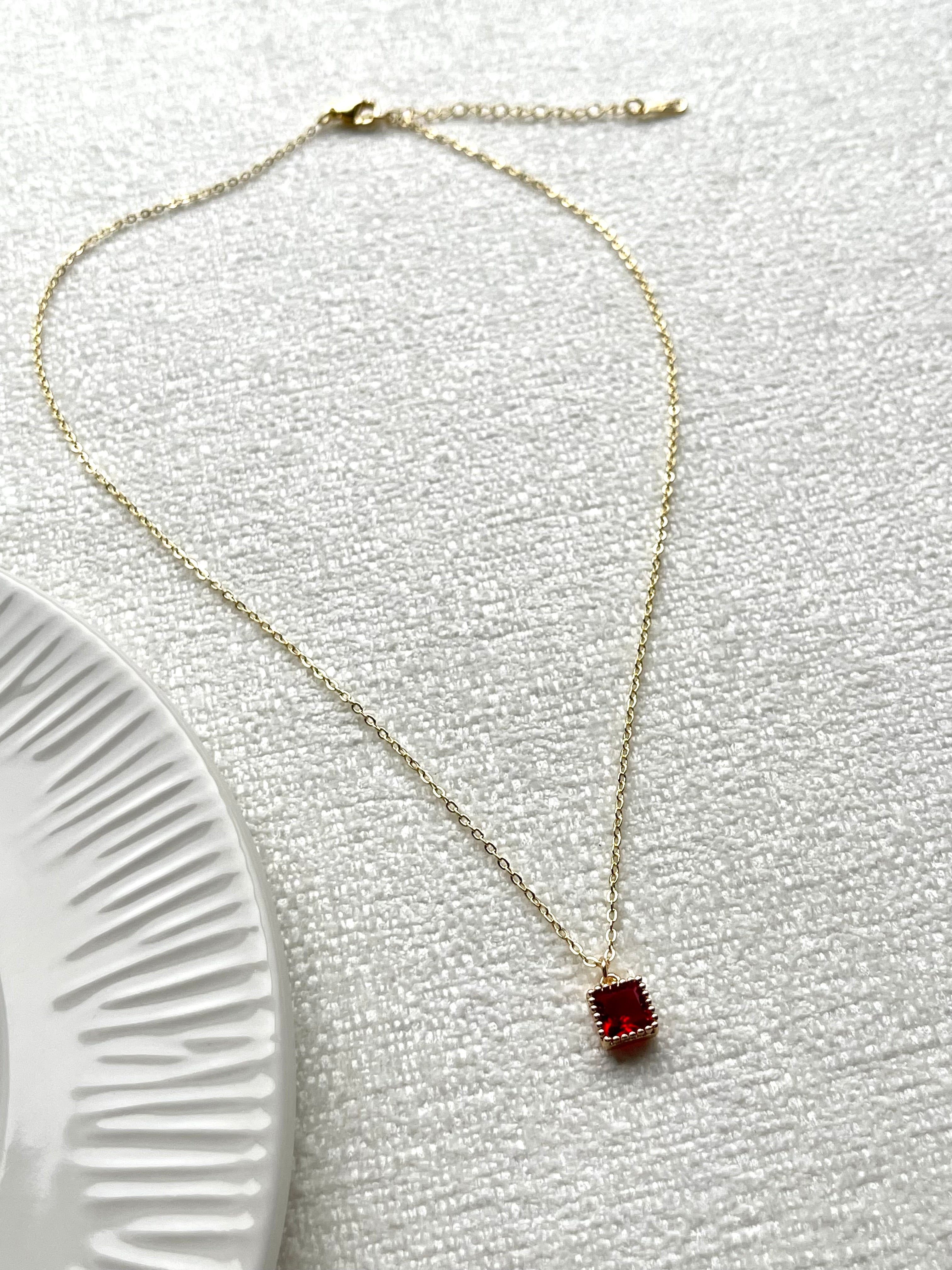 Ruby Square Necklace