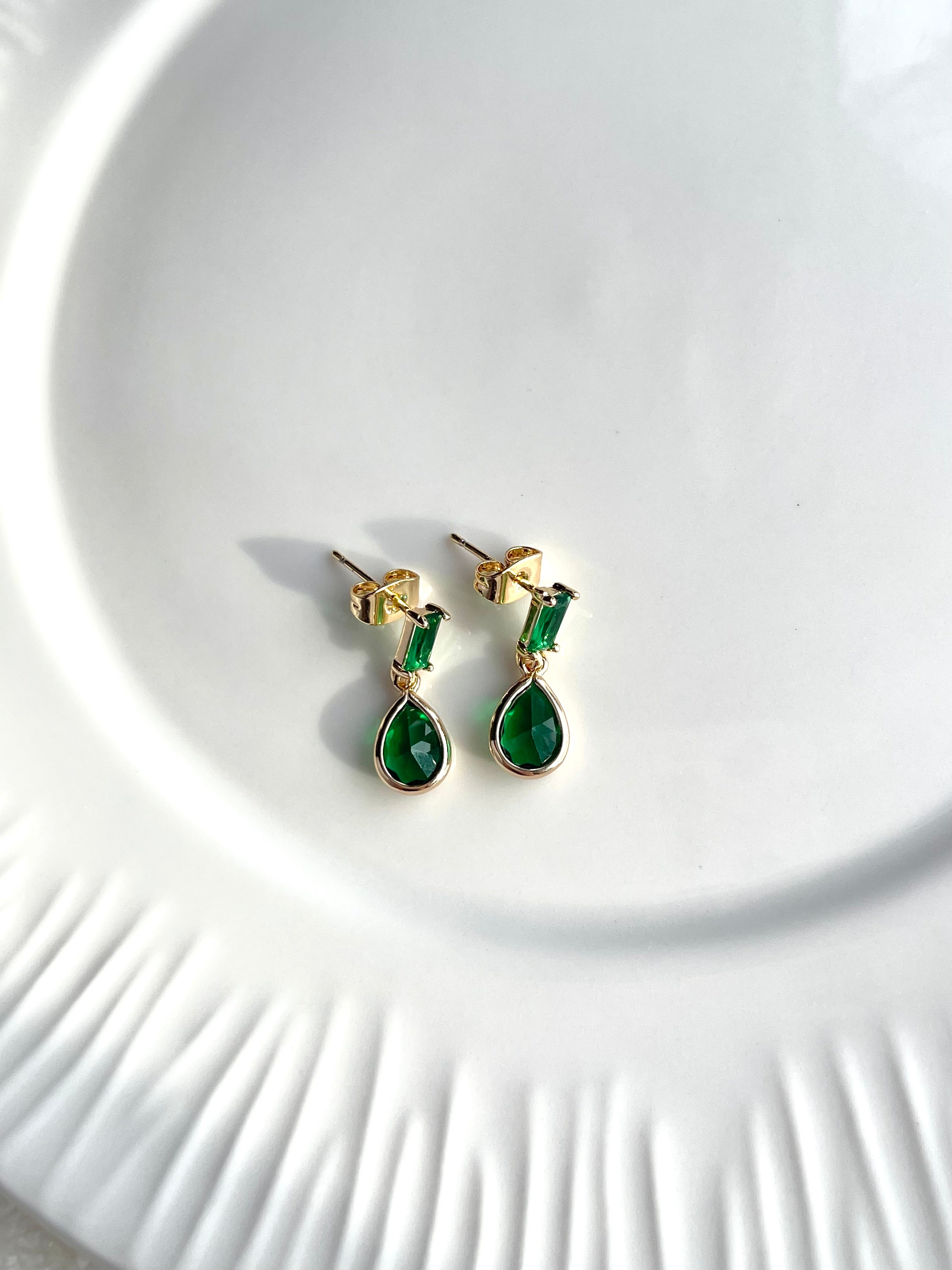 Dainty Green Drop Earrings
