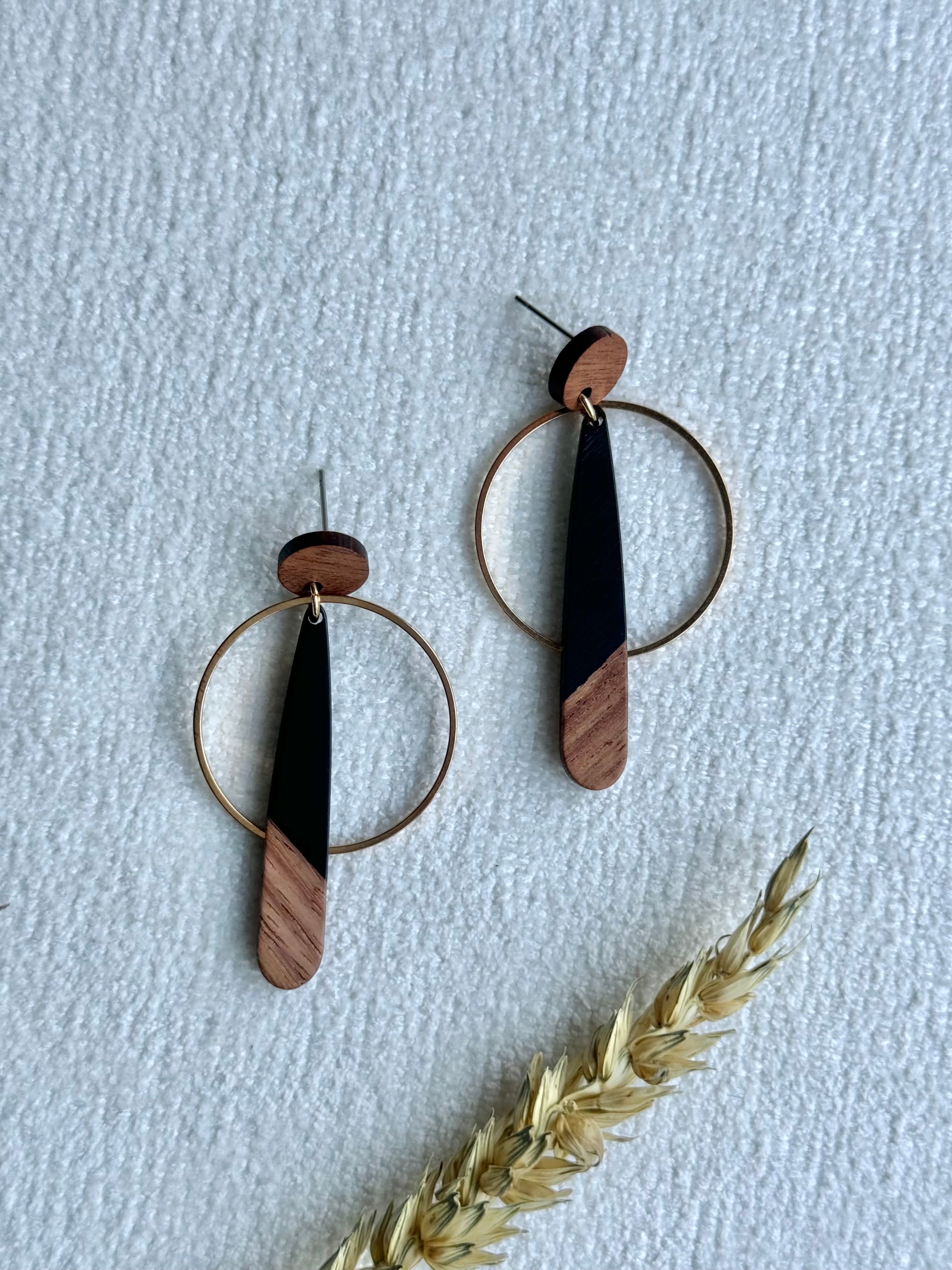 Mocha Wood Stud Hoops