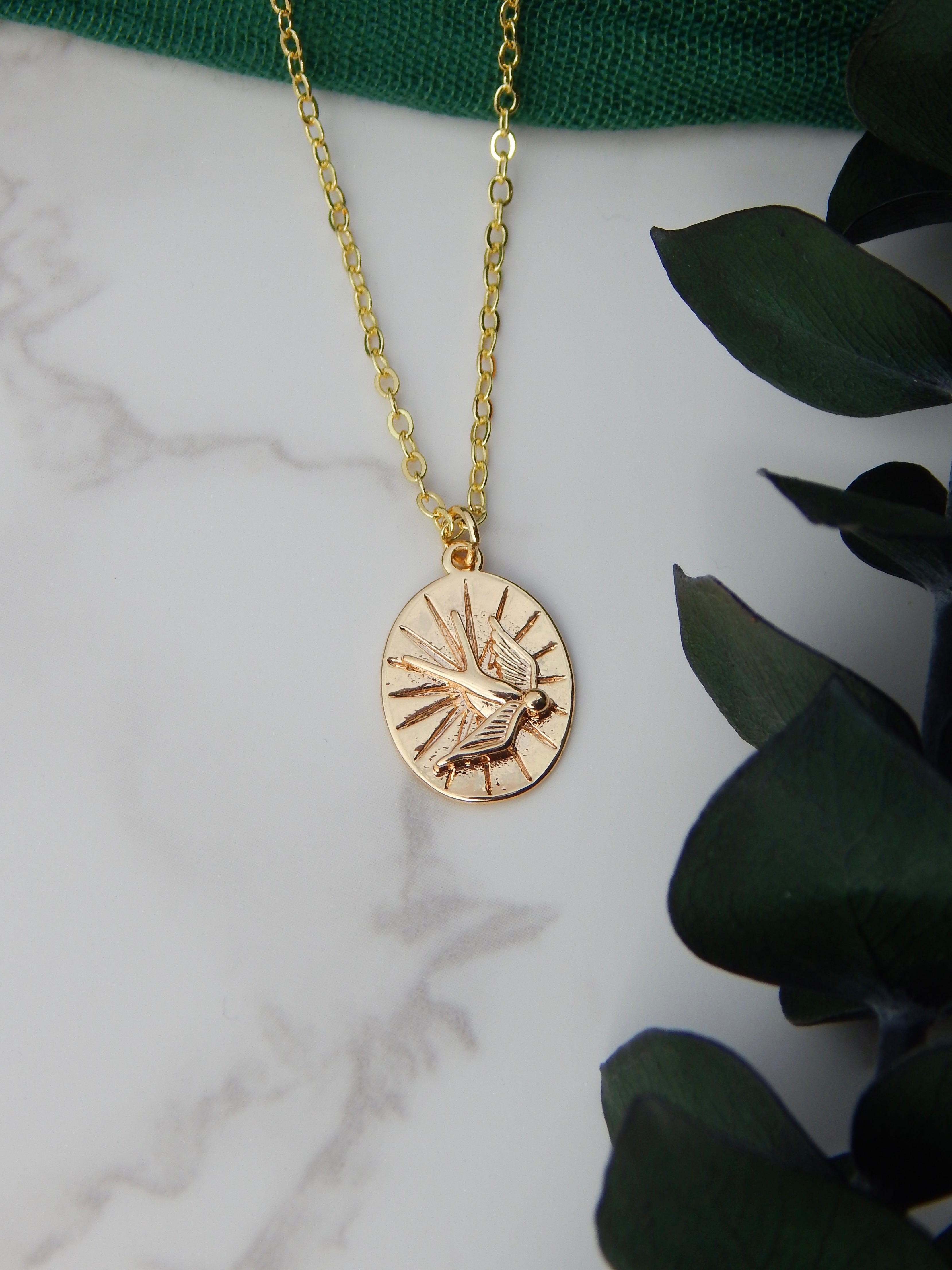 Gold Soaring Free Bird Necklace