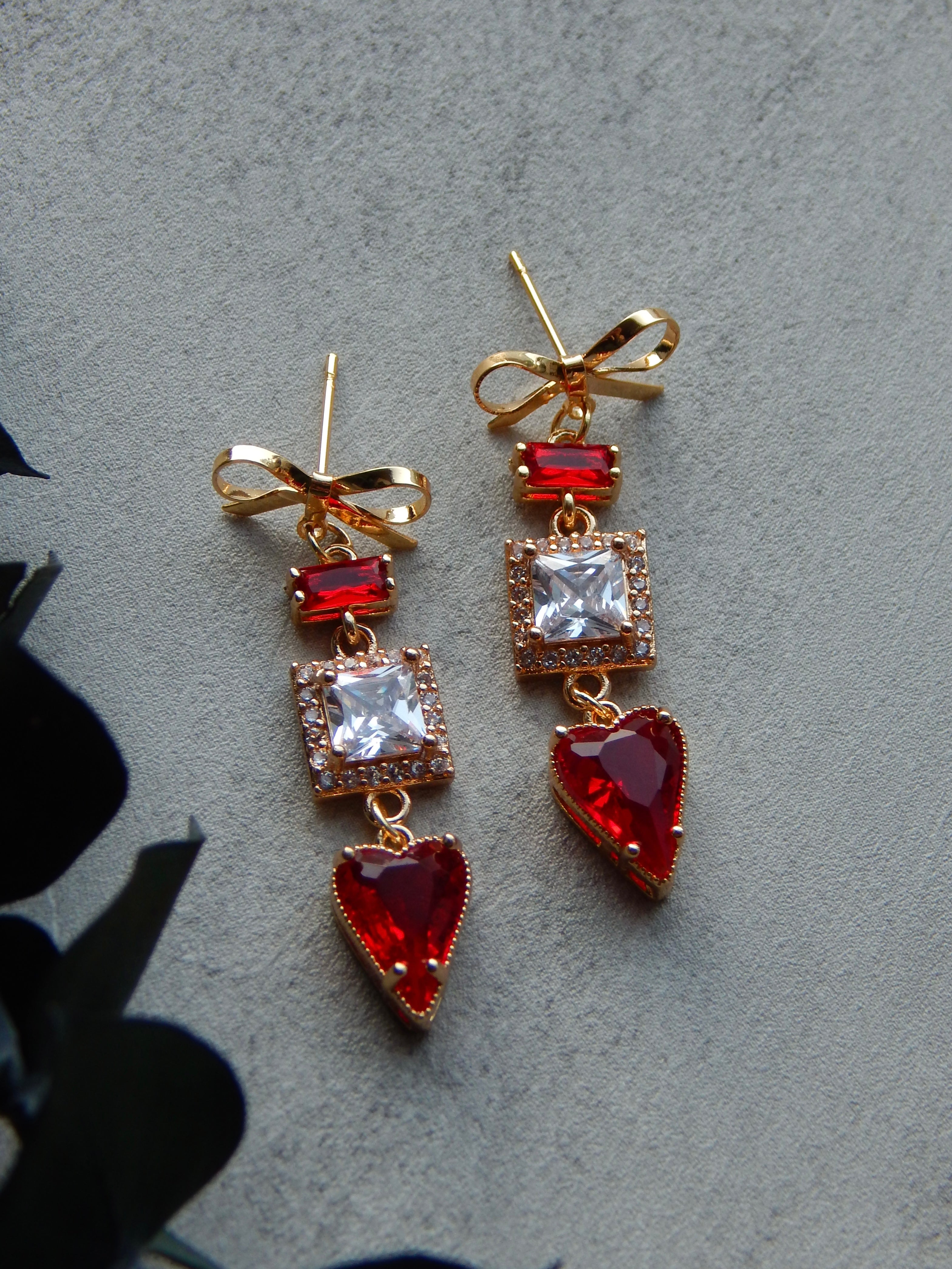 Statement Valentine Bow Heart Earrings