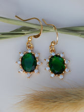 Load image into Gallery viewer, Dainty Green Sun Earrings
