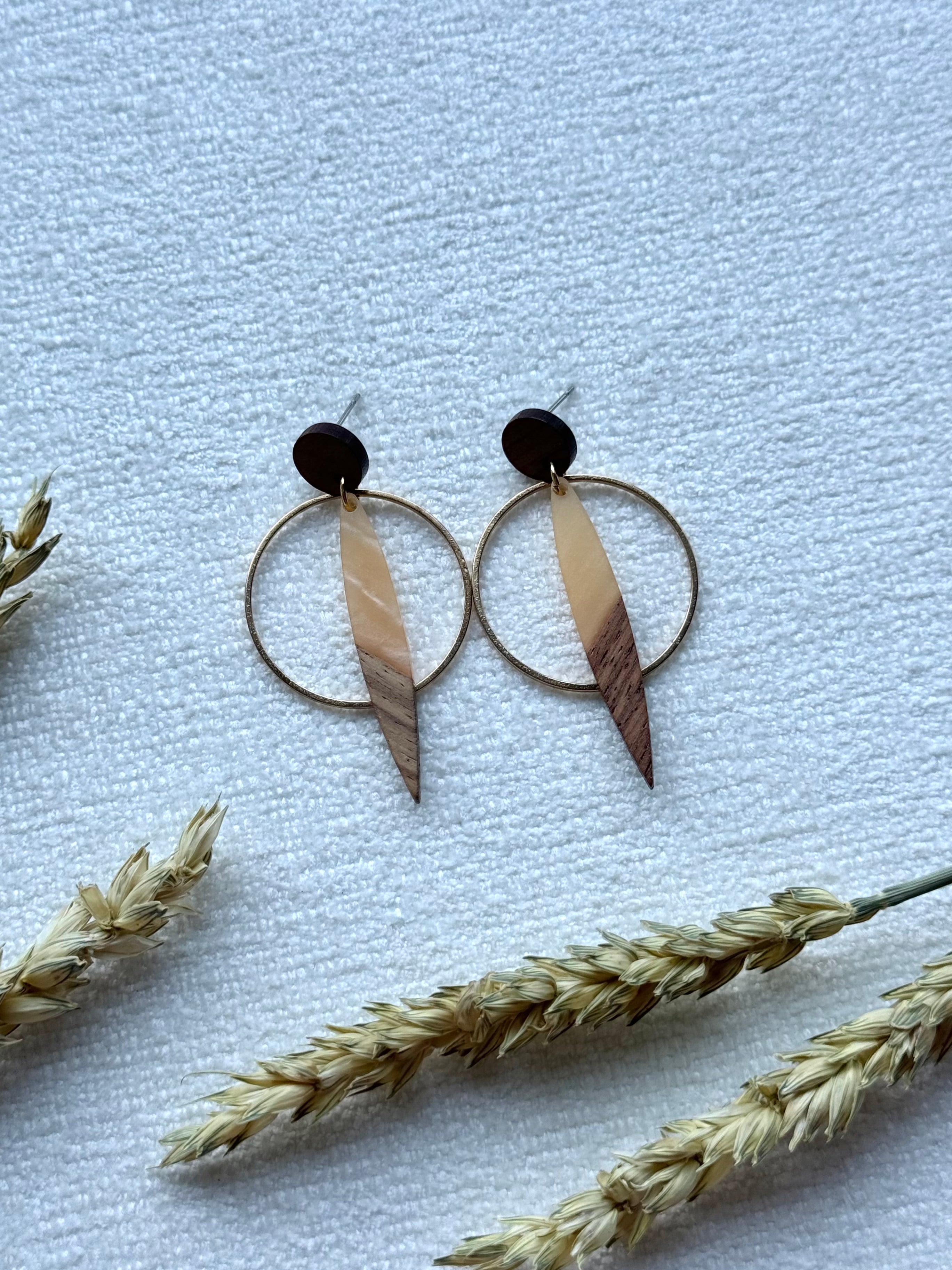 Coffee Wood Stud Hoops