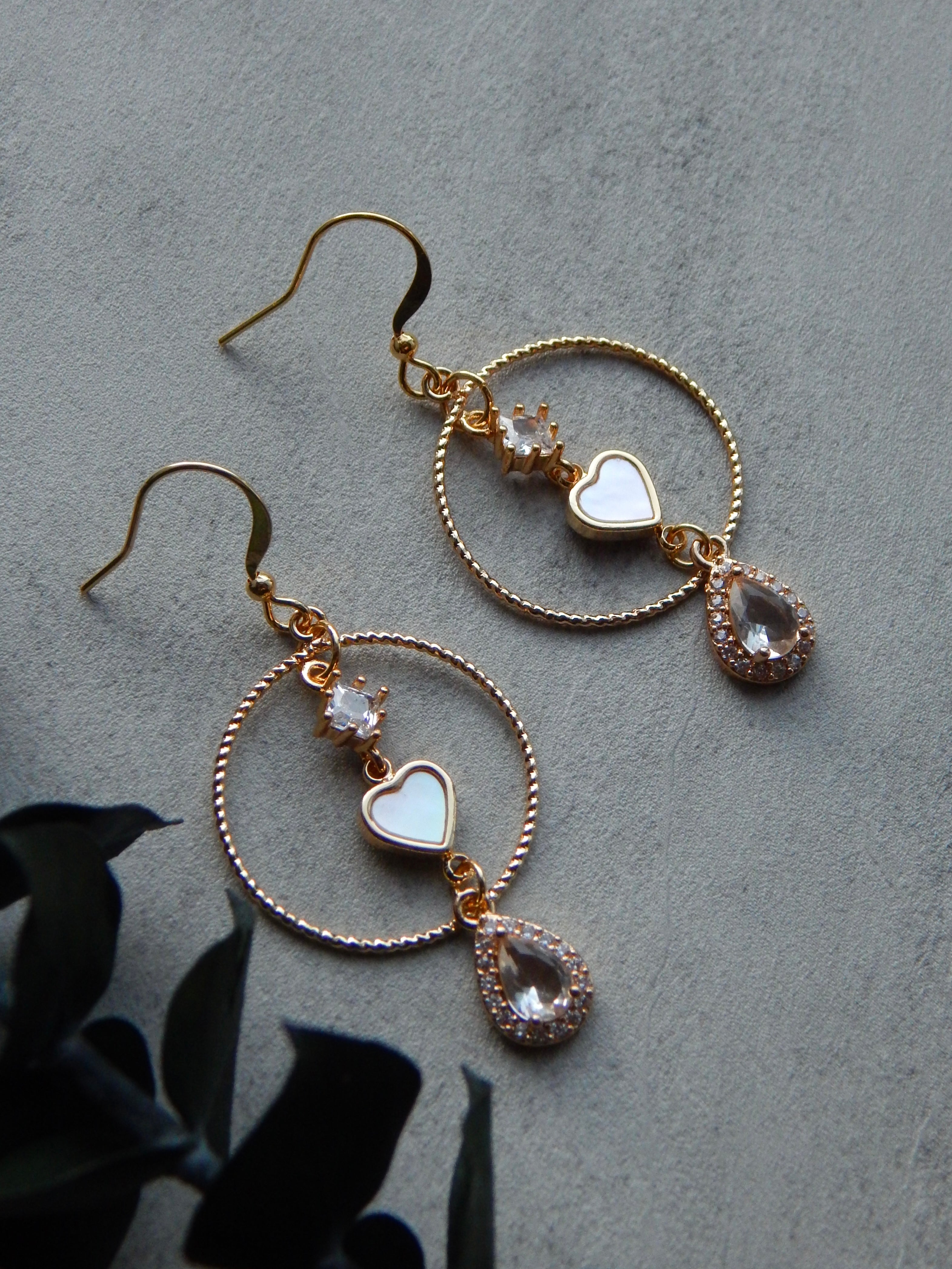 Elegant Heart Dangle Hoop Earrings