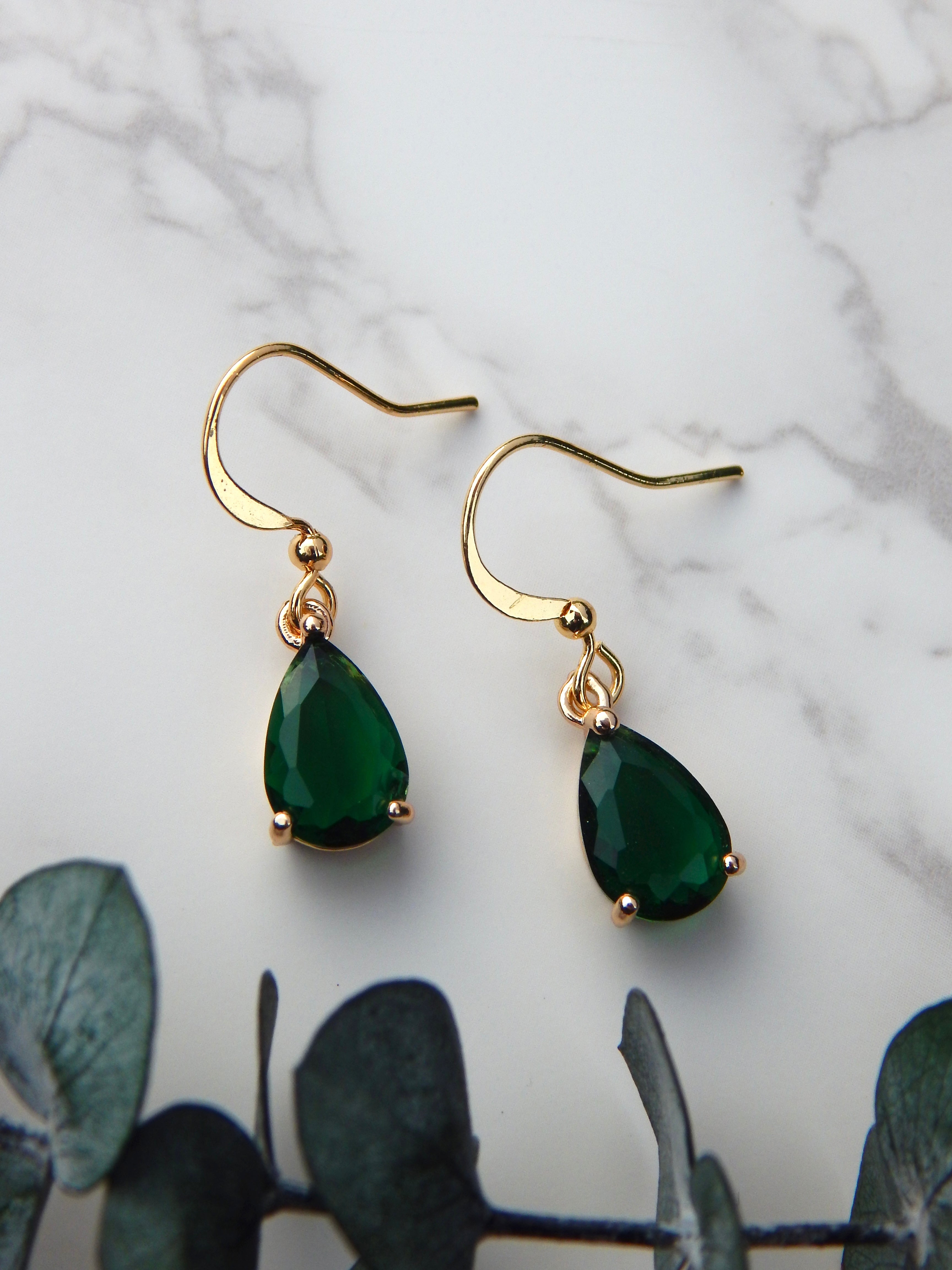 Green Teardrop Earrings