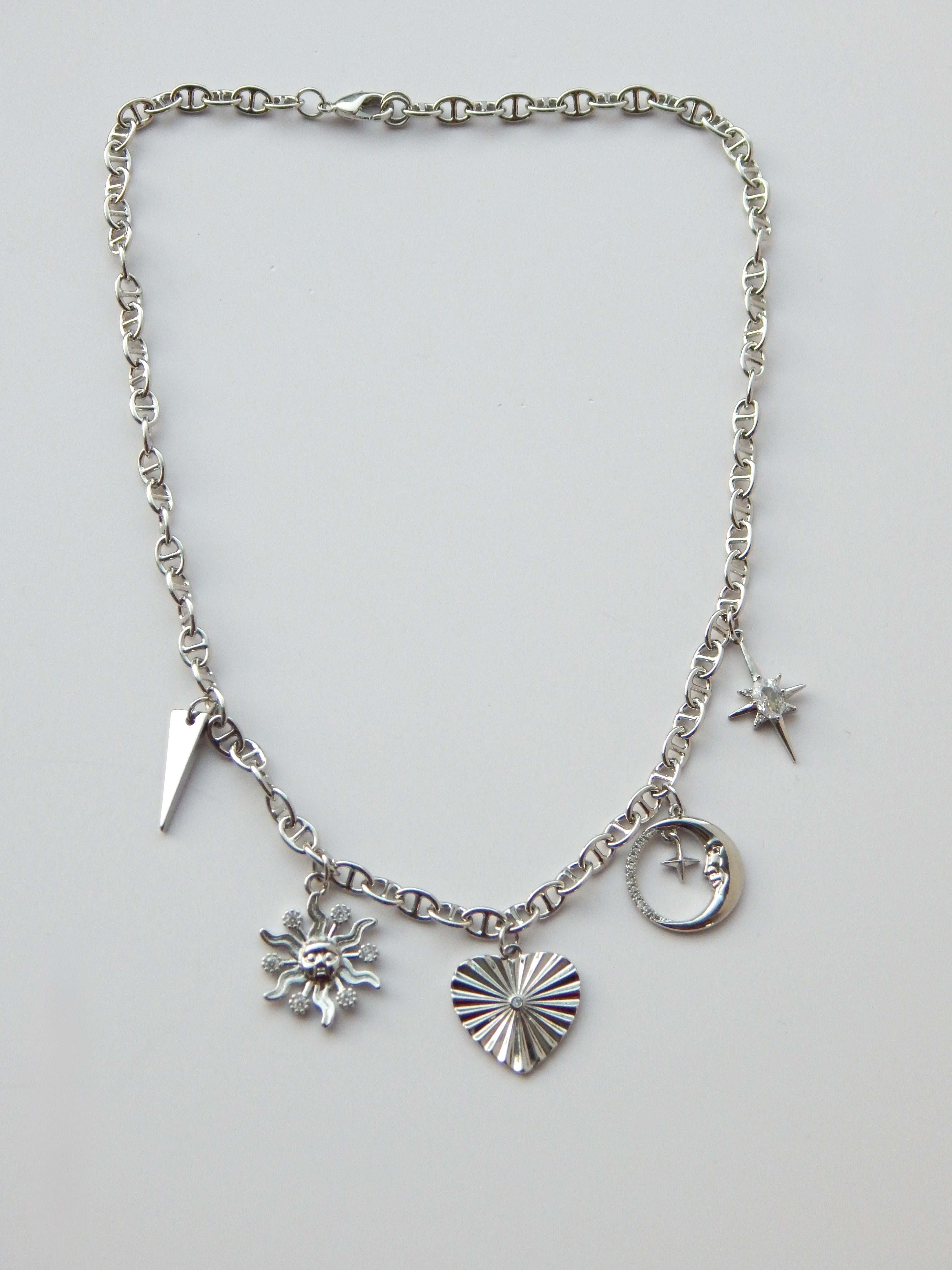 16 inch Edgy Sky Lover Heart Charm Necklace