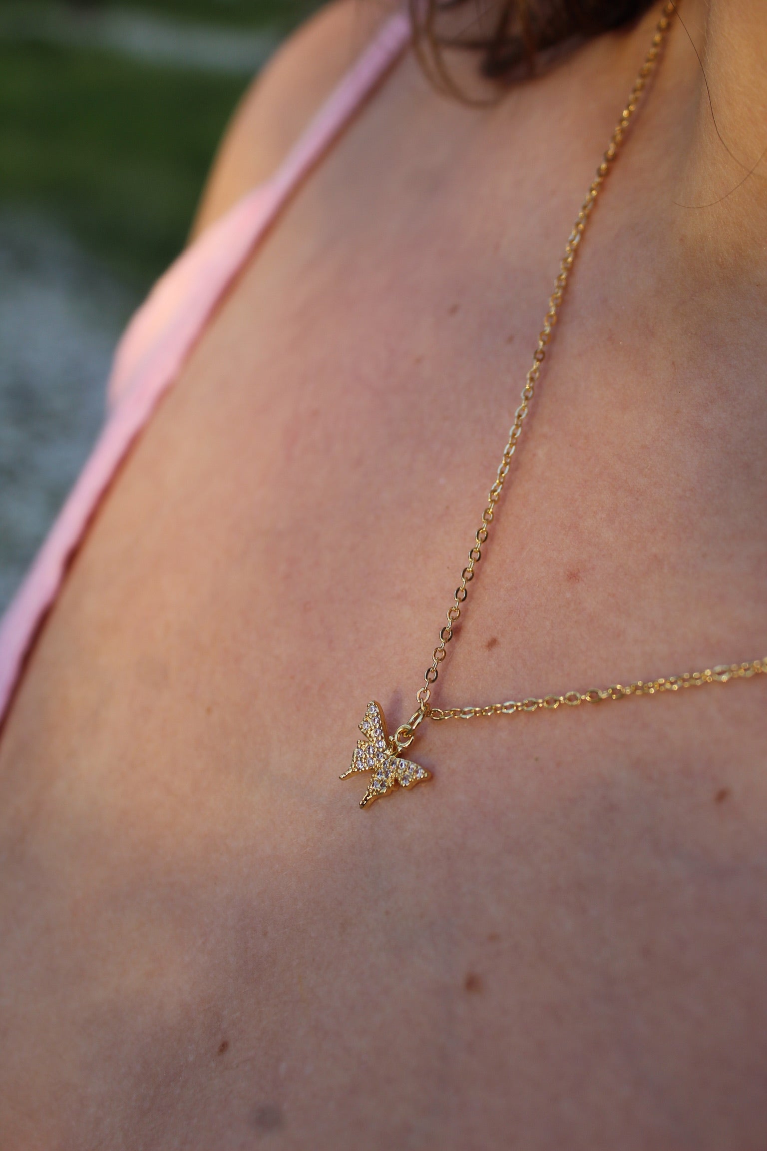 Dainty Diamond Butterfly Necklace