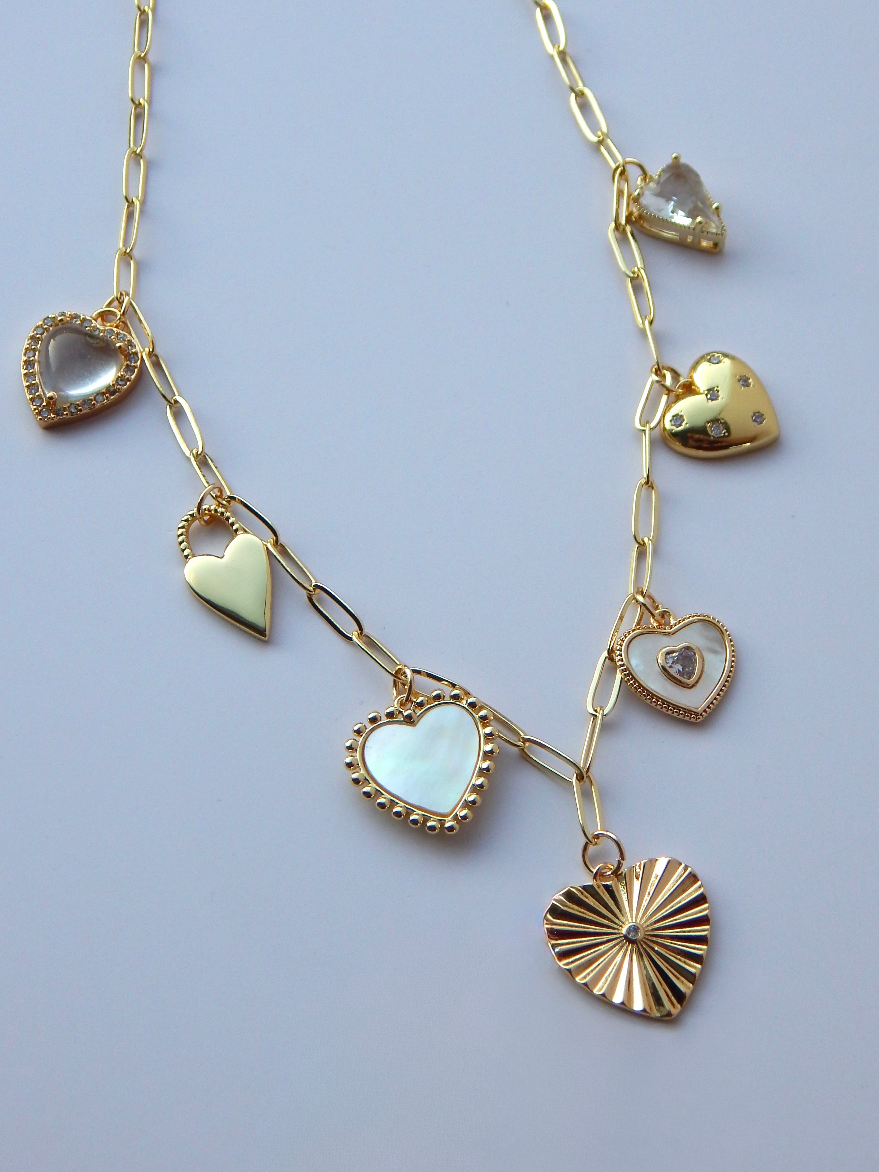 18 inch Hearts on Hearts Charm Necklace