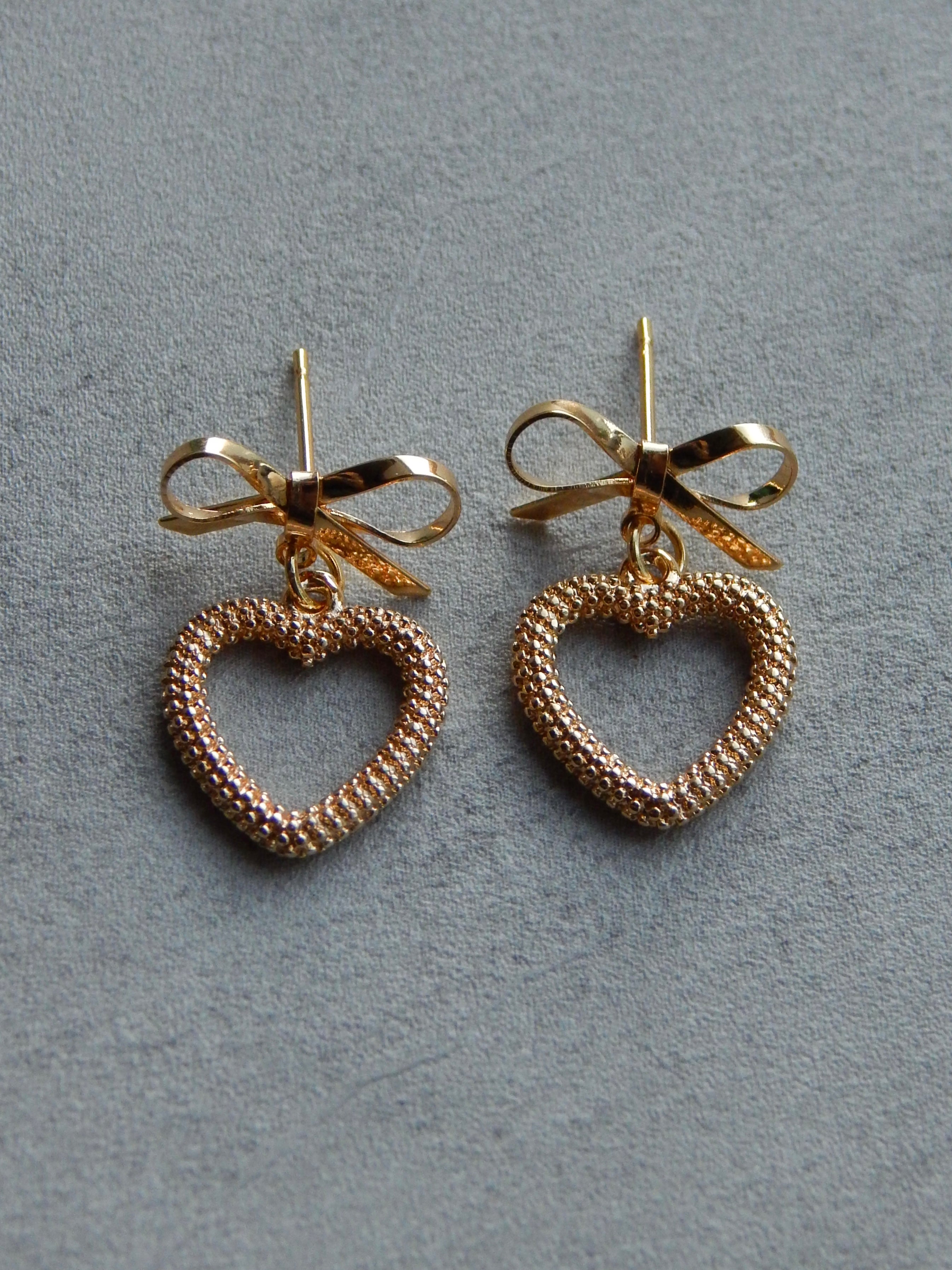 Dainty Heart & Bow Earrings