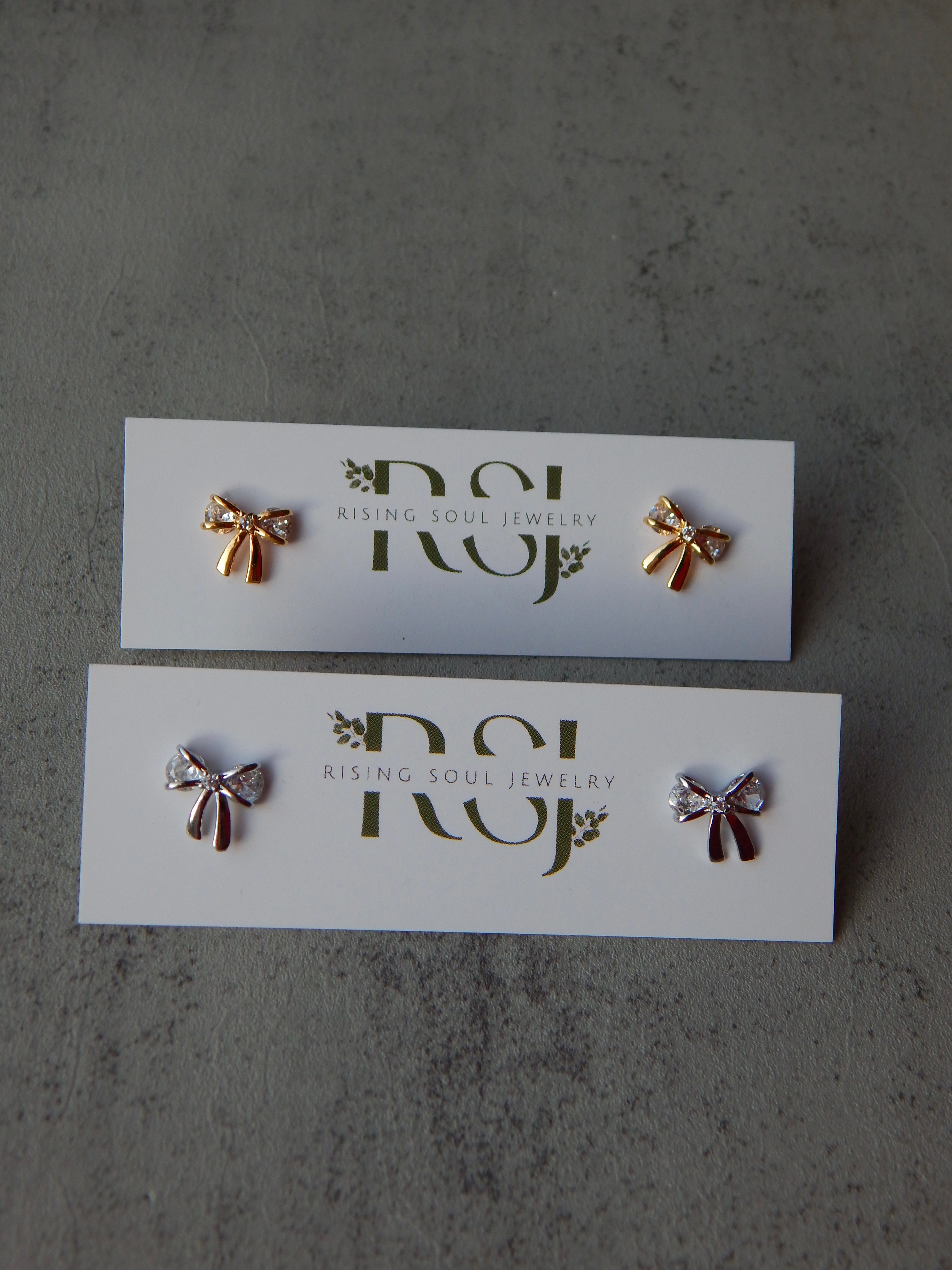 Dainty Diamond Bow Studs