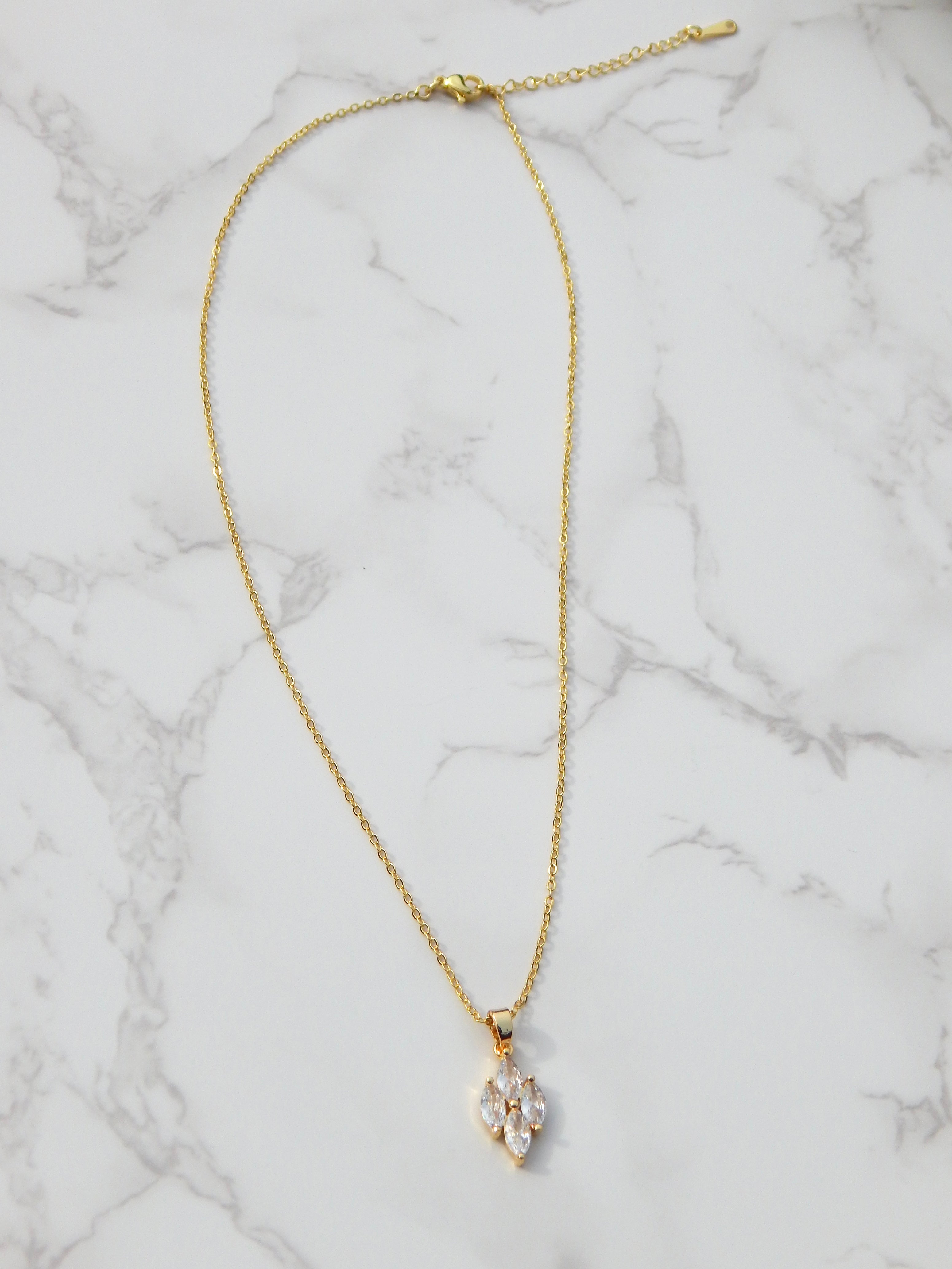 Gold Diamond Drop Necklace