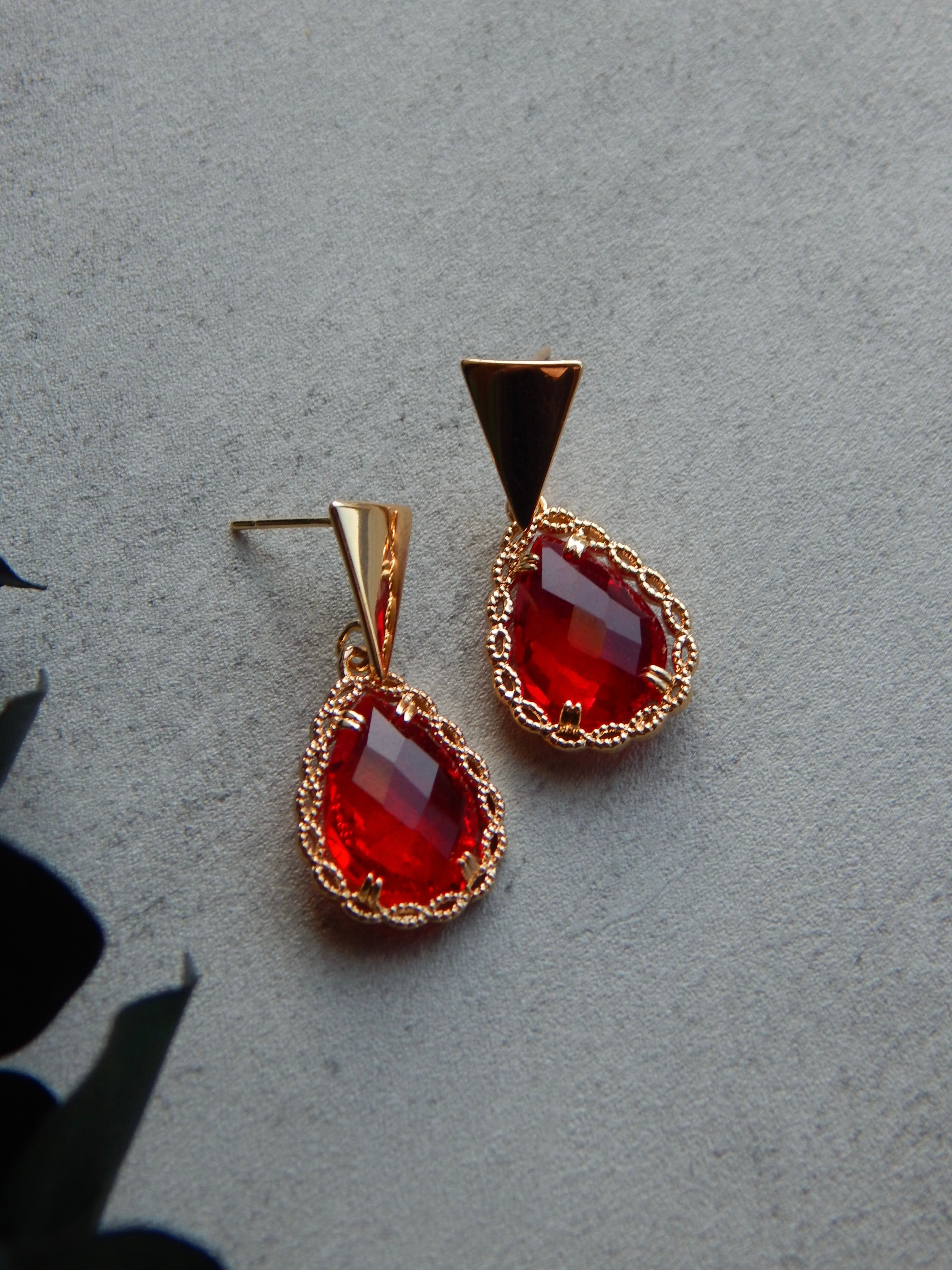 Vintage Valentine Red Drop Earrings