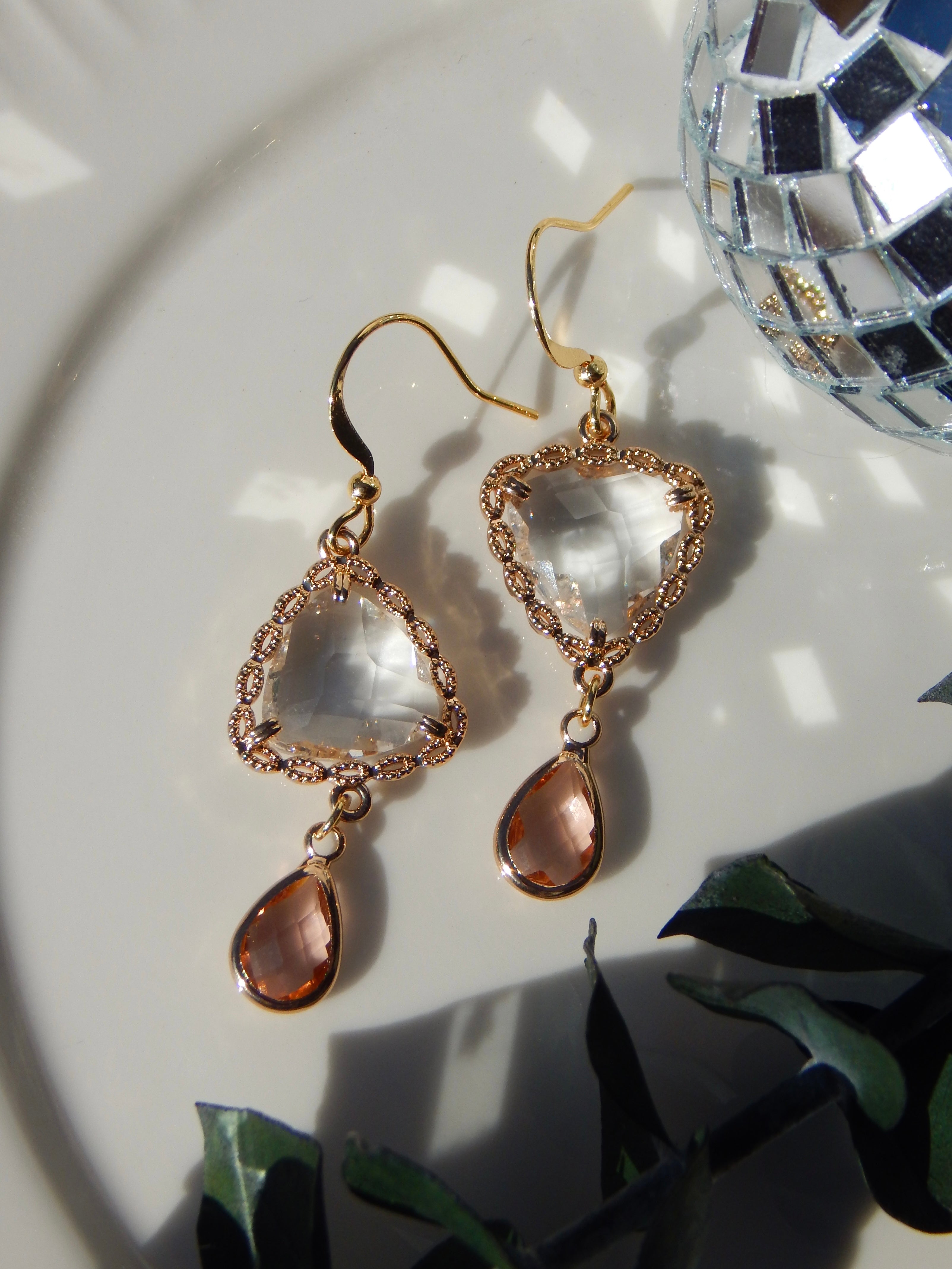 Asymmetrical Vintage Pink Dangle Earrings