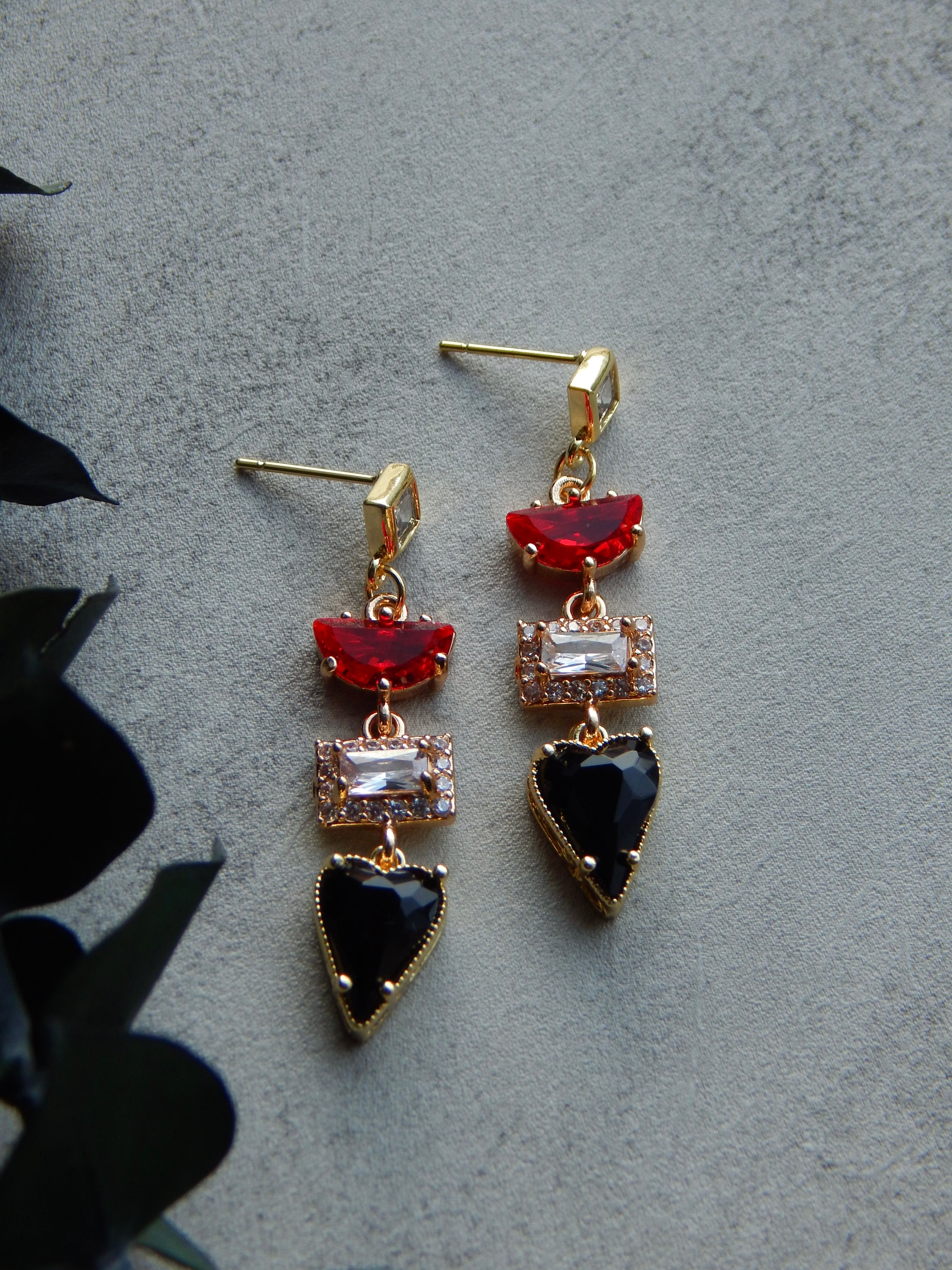 Hearts and Spades Diamond Dangle Earrings