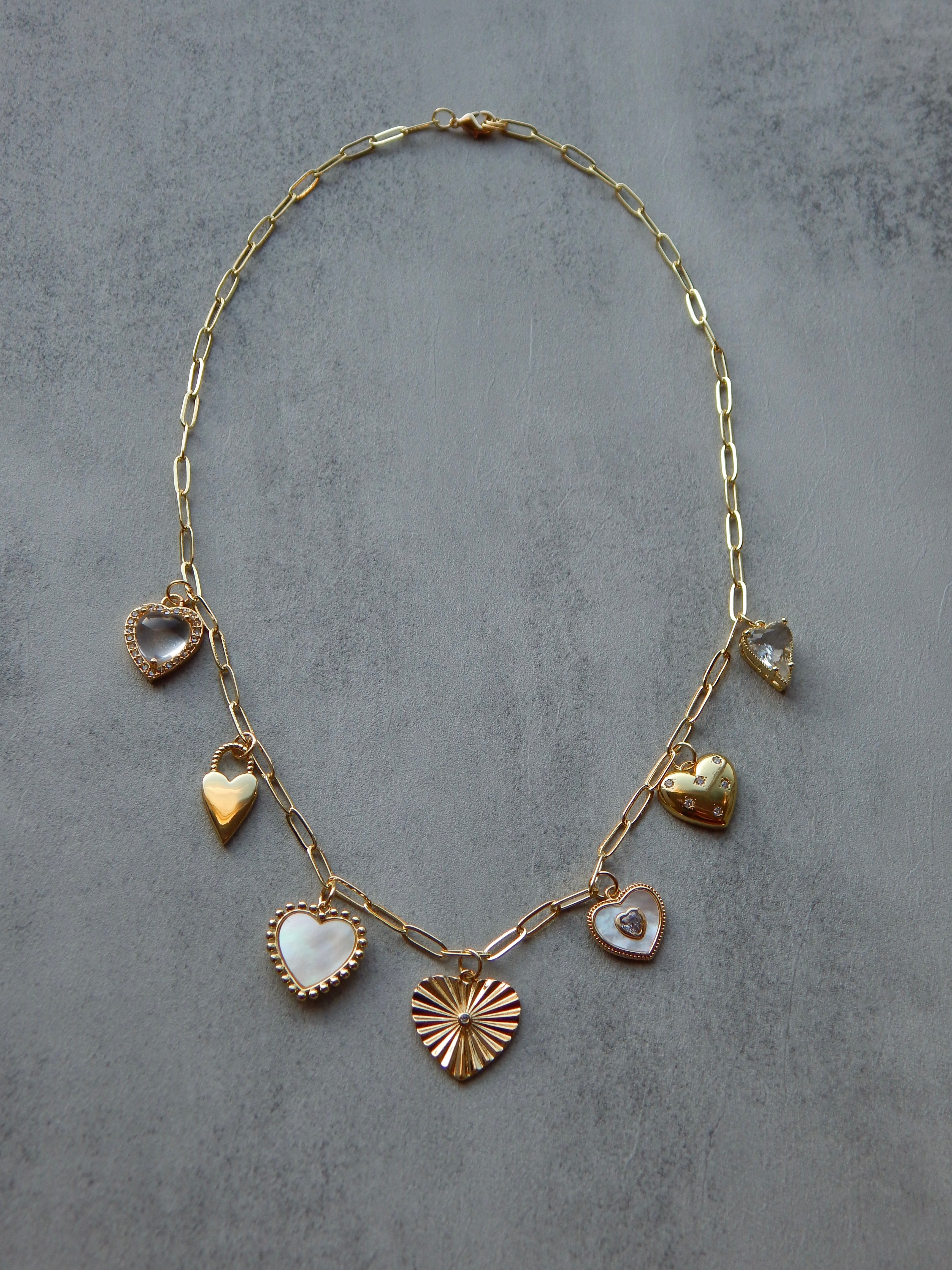 18 inch Hearts on Hearts Charm Necklace