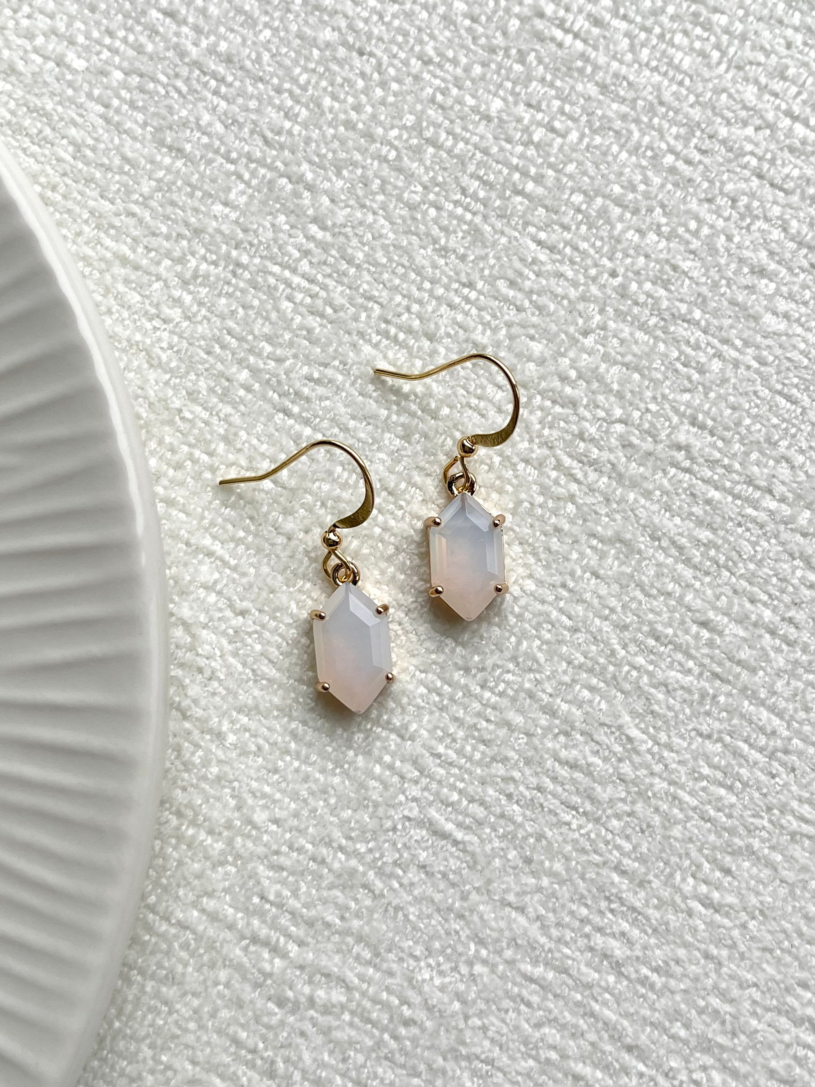 Opal Hexagon Earrings