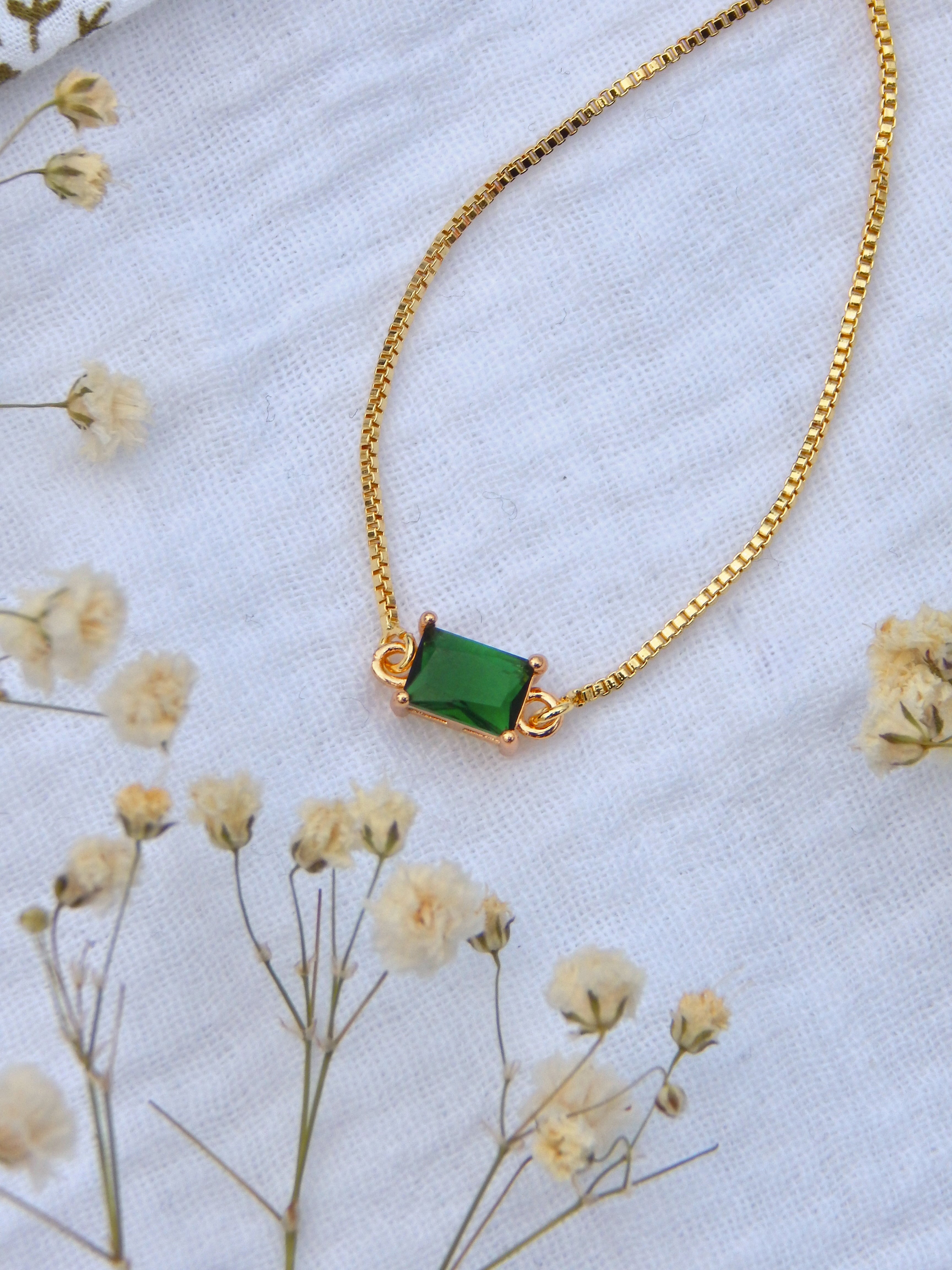 Green CZ Adjustable Bracelet – Gold Slide Bracelet | Easy-On Hypoallergenic Everyday Jewelry