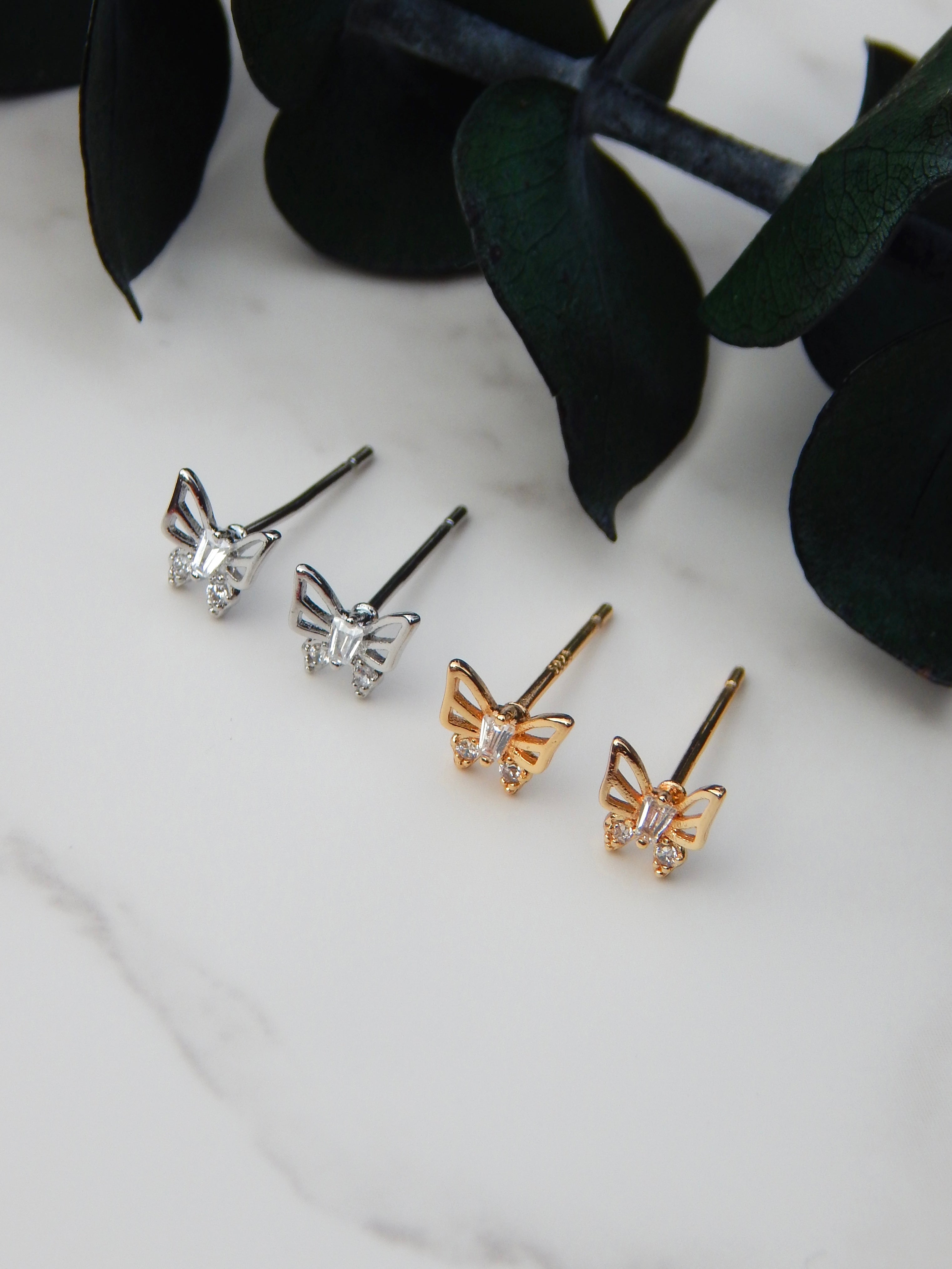 Dainty Diamond Butterfly Studs