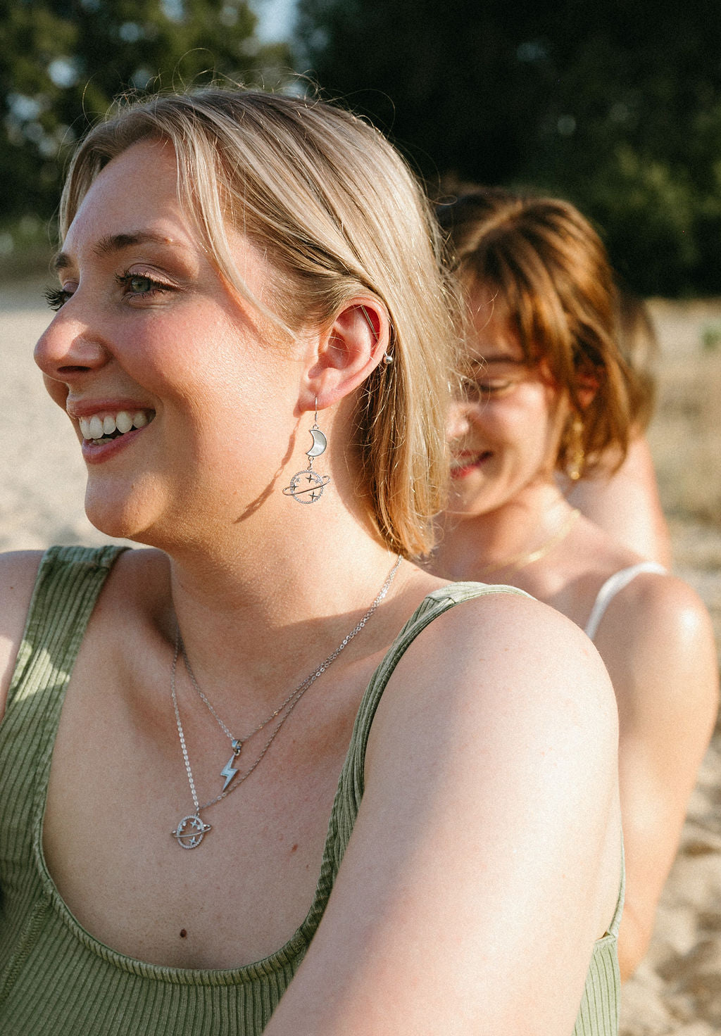 Bolt Necklace – Gold or Silver Lightning Pendant with Mother of Pearl