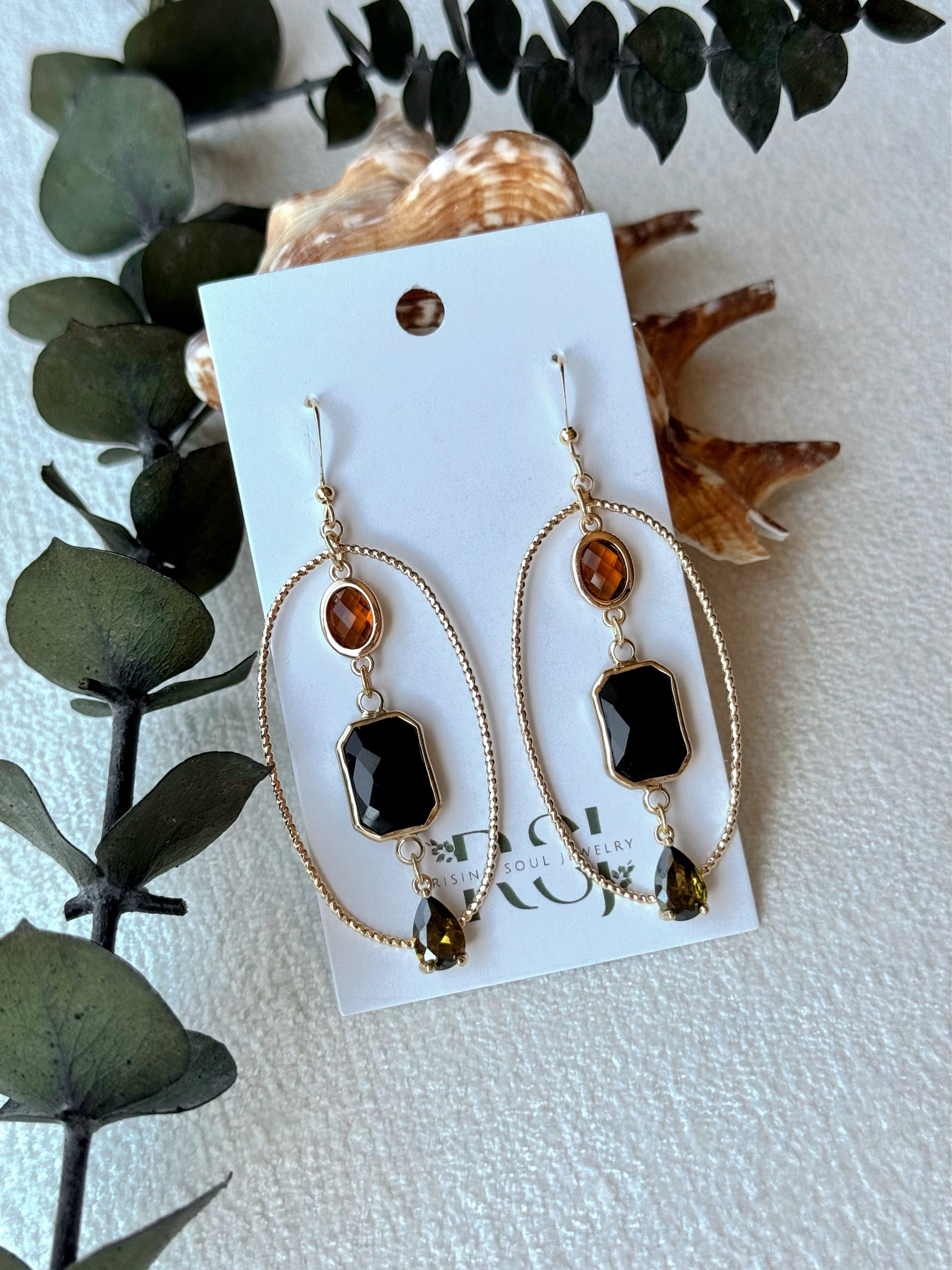 Autumn Oval Hoop Dangles