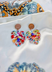 Multicolor Monstera Earrings