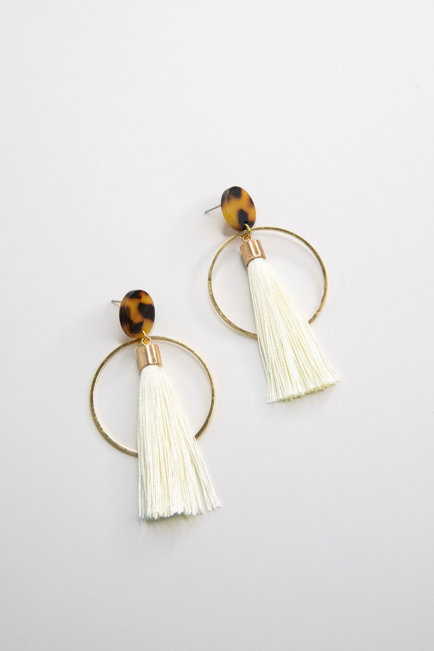 Tortoiseshell Tassel Hoop Earrings